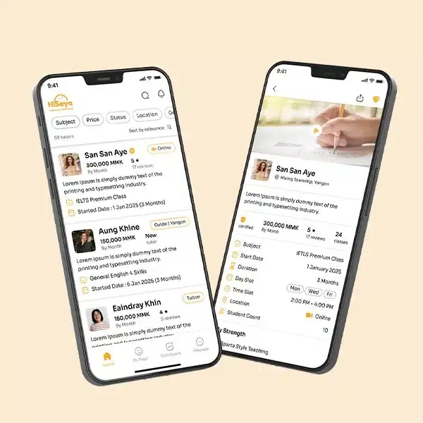 Hlaing Min Thant UI/UX Hi Seya Mobile App