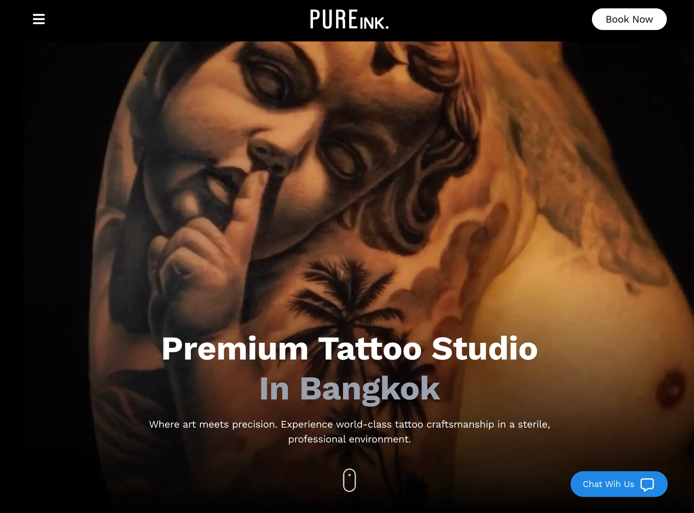Hlaing Min Thant UI/UX Development Pureink. Bangkok Tattoo Studio Website