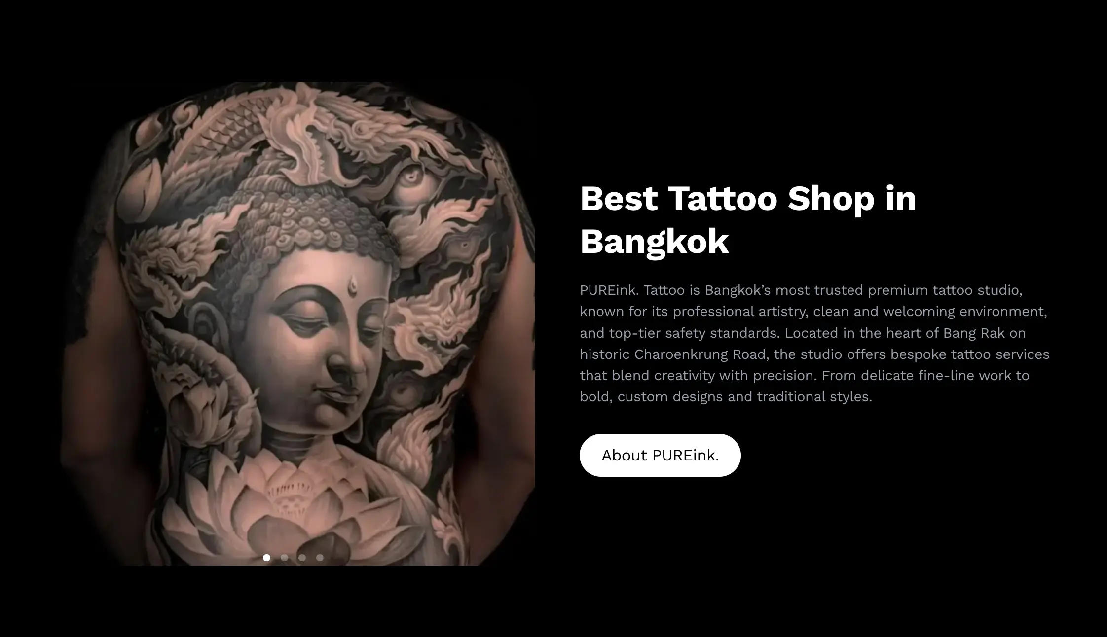 Hlaing Min Thant UI/UX Development Pureink. Bangkok Tattoo Studio Website