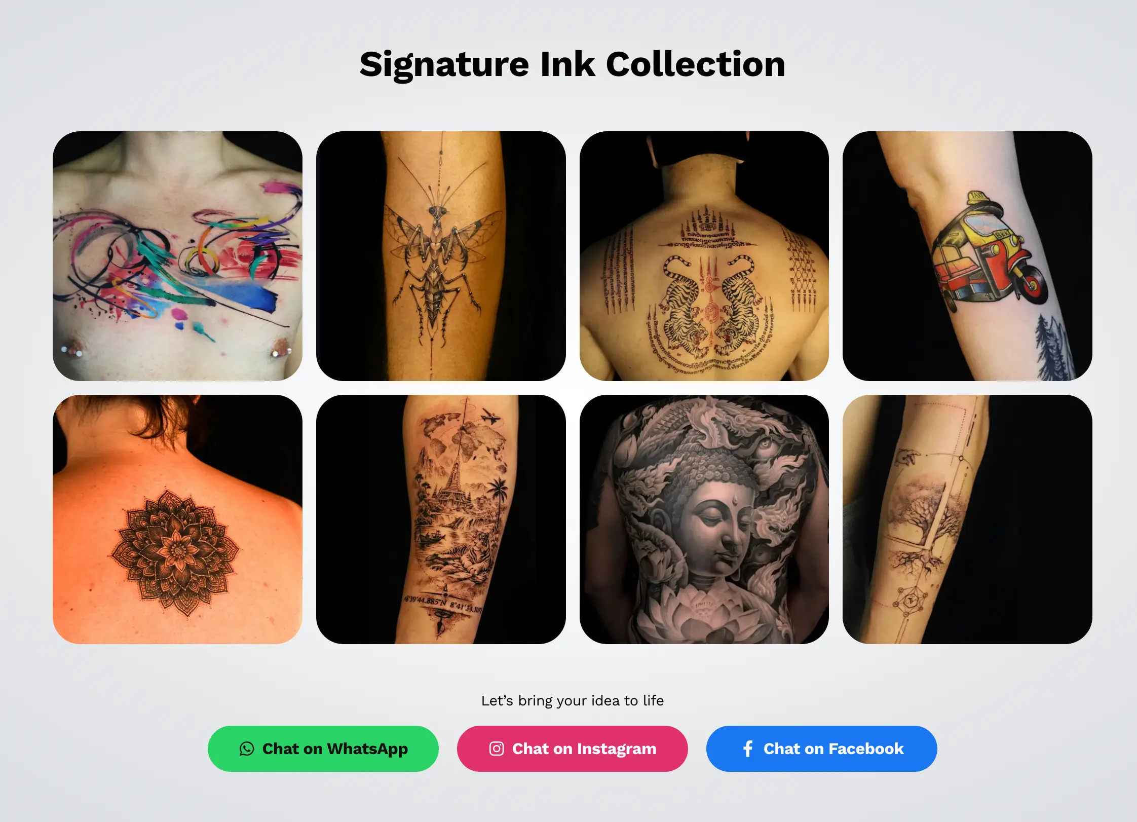 Hlaing Min Thant UI/UX Development Pureink. Bangkok Tattoo Studio Website