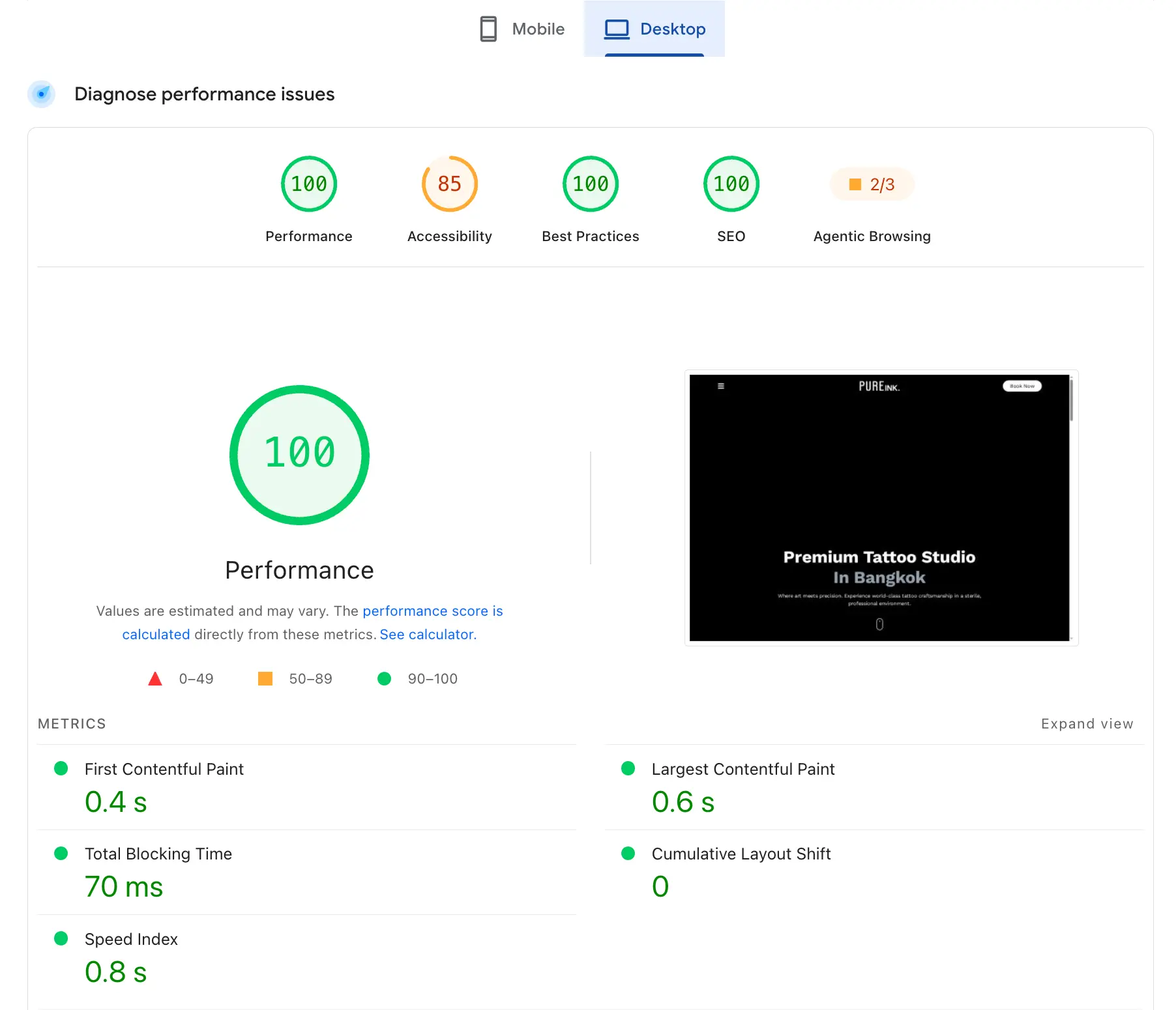 Hlaing Min Thant UI/UX Development Pureink. Bangkok Tattoo Studio Website