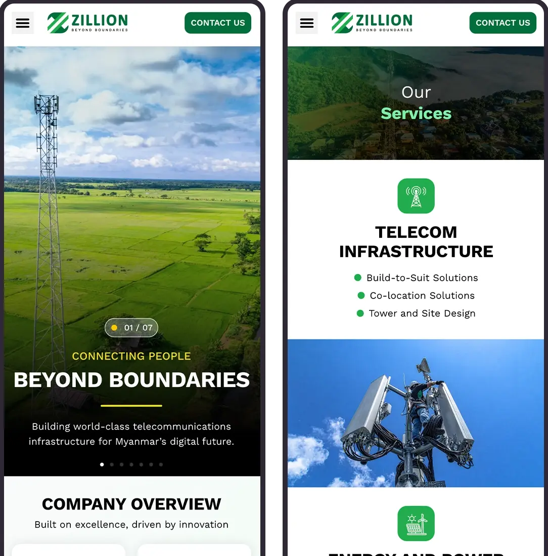 Zillion Tower Limited Website Mockup